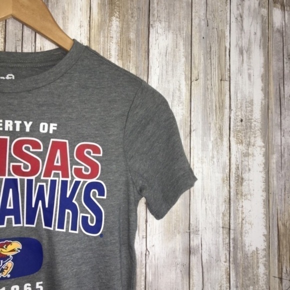 NCAA Kansas Jayhawks Grey Tee Boys Medium - Picture 3 of 4